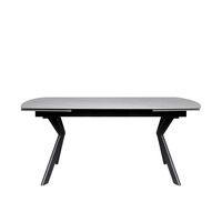 שולחן אוכל אבן קרמית נפתח 1.6-2.4 מ' עם רגלי ברזל דגם גלבוע לבן