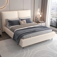 מיטה זוגית מעוצבת ריפוד בד קטיפתי עם ארגז מצעים מעץ דגם מליסה קרם