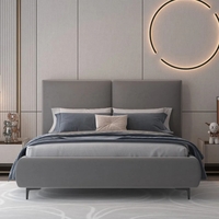 מיטה זוגית מעוצבת ריפוד בד קטיפתי עם ארגז מצעים מעץ דגם מליסה אפור