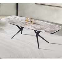 שולחן אוכל אבן קרמית באורך 1.8 מ' נפתח ל- 2.6 מ' עם רגלי ברזל דגם טרנד