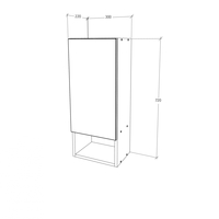 ארונית אמבטיה ושירותים תלויה 30x72 עם דלת ומדף פתוח דגם נרקיס