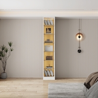 ארון בגדים דלת זכוכית עם תאורת LED רוחב 40 דגם ונציה לבן משולב עץ טבעי | מבית WOODY