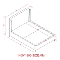 מיטה זוגית מעוצבת ריפוד בד בוקלה עם ארגז מצעים מעץ דגם בובה אפור בהיר