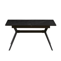 שולחן אוכל נפתח 1.4-2.4 מ' עם רגלי ברזל דגם סנטוריני-שיש שחור