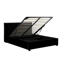 מיטה זוגית מעוצבת בריפוד בד קטיפתי עם ארגז מצעים מעץ דגם ברזיל שחור