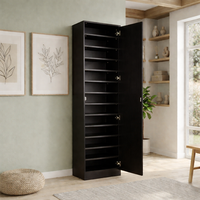 ארון נעליים 13 תאים מעוצב 45×200 עם מראה דגם ריו Rio שחור | מבית WOODY