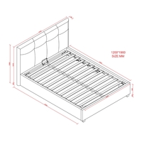 מיטה וחצי למזרן 120×190 מרופדת בד קטיפתי עם ארגז מצעים מעץ דגם ענבל אפור