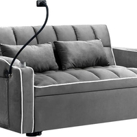 ספה נפתחת למיטה זוגית עם טעינת USB דגם לאציו LAZIO-2 אפור כהה