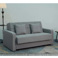 ספה מעוצבת נפתחת למיטה זוגית עם ארגז מצעים בבד קטיפתי דגם מאיה אפור בהיר