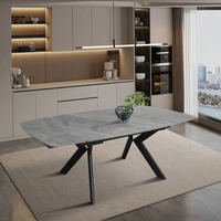 שולחן אוכל אבן קרמית נפתח דגם גפן 120 אפור + 4 כיסאות דגם פלג