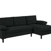 ספה פינתית 2.36 מטר מבד רחיץ דוחה כתמים דגם הוריזון שחור