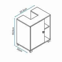 ארון אמבטיה ברוחב 54 עם דלת ותאי אחסון דגם ברנדה BRENDA לבן
