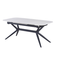 שולחן אוכל אבן קרמית באורך 1.8 מ' נפתח ל- 2.4 מ' עם רגלי ברזל דגם חץ סהרה