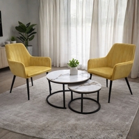 זוג כורסאות מעוצבות מקטיפה דגם פנדה צהוב-חרדל