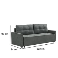 ספה מעוצבת נפתחת למיטה זוגית עם ארגז מצעים דגם ספידי אפור