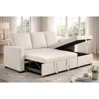 סלון פינתי מודולרי נפתח למיטה כולל ארגז מצעים דגם סלינה SELINA בז'