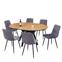 שולחן פינת אוכל עגול נפתח 130-170 דגם אטלס Atlas עץ טבעי רגל שחורה | מבית WOODY