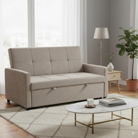 ספה דו מושבית ברוחב 140 נפתחת למיטה רחבה עם ראש מתכוונן דגם אורטל קפוצ'ינו