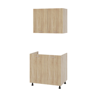 ארונות מטבח מודרני ברוחב 80 כולל כיור נירוסטה דגם מליבו Malibu אלון