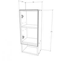 ארונית אמבטיה ושירותים תלויה 30x72 עם דלת ומדף פתוח דגם נרקיס