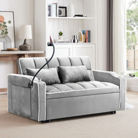 ספה נפתחת למיטה זוגית עם טעינת USB דגם לאציו LAZIO-2 אפור בהיר