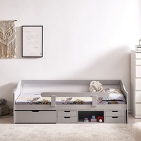 מיטת ילדים עם מגירות אחסון מעקה בטיחות ומזרן דגם בראבו BRAVO