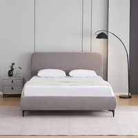 מיטה זוגית מרופדת בד רחיץ 3D עם רגלי ברזל דגם קורין אפור