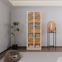 ארון בגדים 2 דלתות זכוכית עם תאורת LED רוחב 80 דגם ונציה לבן משולב עץ טבעי | מבית WOODY