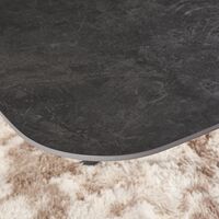 שולחן אוכל אבן קרמית באורך 1.8 מ' נפתח ל- 2.4 מ' עם רגלי ברזל דגם חץ אפור פחם