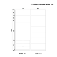 ארון בגדים 5 דלתות זכוכית עם תאורת LED רוחב 200 סדרת איטליה דגם לוקה לבן משולב עץ טבעי | מבית WOODY