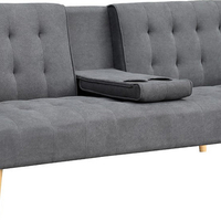 ספה תלת מושבית נפתחת למיטה עם משענת יד פונקציונלית לכוסות וטעינה מובנת דגם מאצו MEZZO אפור