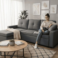 ספה פינתית עם ארגז מצעים דגם מודנה Modena אפור כהה