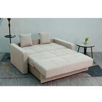 ספה מעוצבת נפתחת למיטה זוגית עם ארגז מצעים בבד קטיפתי דגם מאיה בז