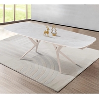 שולחן אוכל אבן קרמית באורך 1.6 מ' נפתח ל- 2.4 מ' עם רגלי ברזל דגם טוויסט