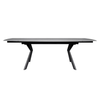 שולחן אוכל אבן קרמית נפתח 1.8-2.6 מ' עם רגלי ברזל דגם גלבוע אבן