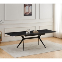 שולחן אוכל נפתח 1.4-2.4 מ' עם רגלי ברזל דגם סנטוריני-שיש שחור