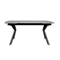 שולחן אוכל אבן קרמית נפתח 1.8-2.6 מ' עם רגלי ברזל דגם גלבוע אבן