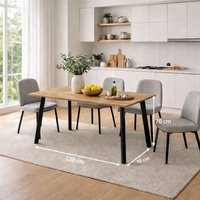 שולחן אוכל מלבני 120×70 ס״מ עם רגלי מתכת שחורות דגם גולן GOLAN