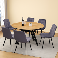 שולחן פינת אוכל עגול נפתח 130-170 דגם אטלס Atlas עץ טבעי רגל שחורה | מבית WOODY