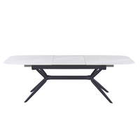 שולחן אוכל אבן קרמית באורך 1.8 מ' נפתח ל- 2.4 מ' עם רגלי ברזל דגם חץ סהרה