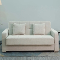 ספה מעוצבת נפתחת למיטה זוגית עם ארגז מצעים בבד קטיפתי דגם מאיה בז