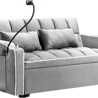 ספה נפתחת למיטה זוגית עם טעינת USB דגם לאציו LAZIO-2 אפור בהיר