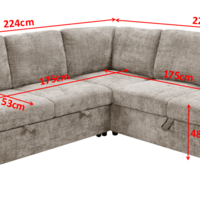 סלון פינתי מודולרי נפתח למיטה זוגית עם ארגז מצעים דגם לאטי LATTI אפור כהה