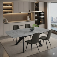 שולחן אוכל אבן קרמית נפתח דגם גפן 120 אפור + 4 כיסאות דגם פלג