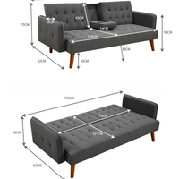 ספה נפתחת למיטה כולל בר כוסות דגם סיקסטיז ורוד