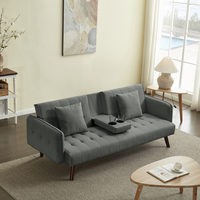 ספה נפתחת למיטה כולל בר כוסות דגם סיקסטיז אפור