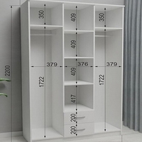 ארון בגדים 3 דלתות עם מראה דגם טריו TRIO בצבע לבן