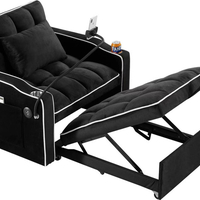 כורסא קטיפה עם טעינת USB דגם לאציו LAZIO שחור