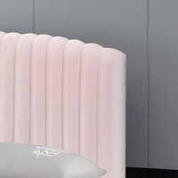 מיטה וחצי למזרן 120×190 מרופדת בד רחיץ עם ארגז מצעים מעץ דגם גילי ורוד