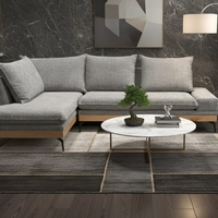 ספה פינתית יוקרתית עם בסיס עץ מלא ופורניר אלון דגם נויה